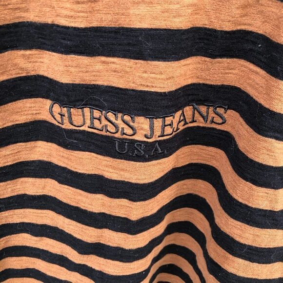 Vintage Striped Guess Shirt XS Brown - Picture 2 of 4